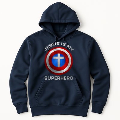 Jesus Is My Superhero Faith Shield Hoodie