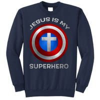 Jesus Is My Superhero Faith Shield Sweatshirt