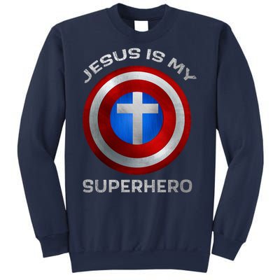 Jesus Is My Superhero Faith Shield Sweatshirt