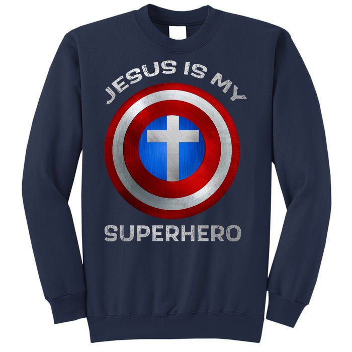 Jesus Is My Superhero Faith Shield Sweatshirt