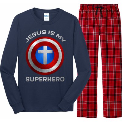 Jesus Is My Superhero Faith Shield Long Sleeve Pajama Set