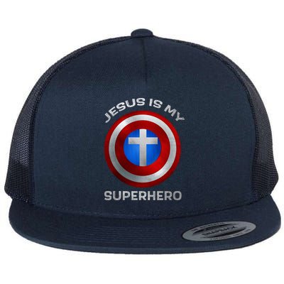 Jesus Is My Superhero Faith Shield Flatbill Hat