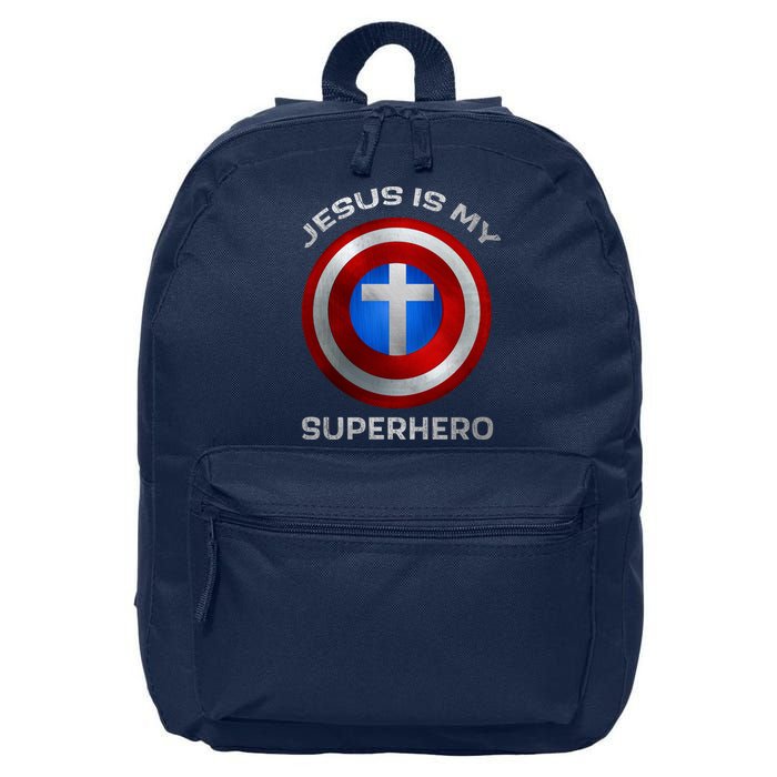 Jesus Is My Superhero Faith Shield 16 in Basic Backpack