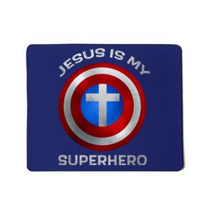 Jesus Is My Superhero Faith Shield Mousepad