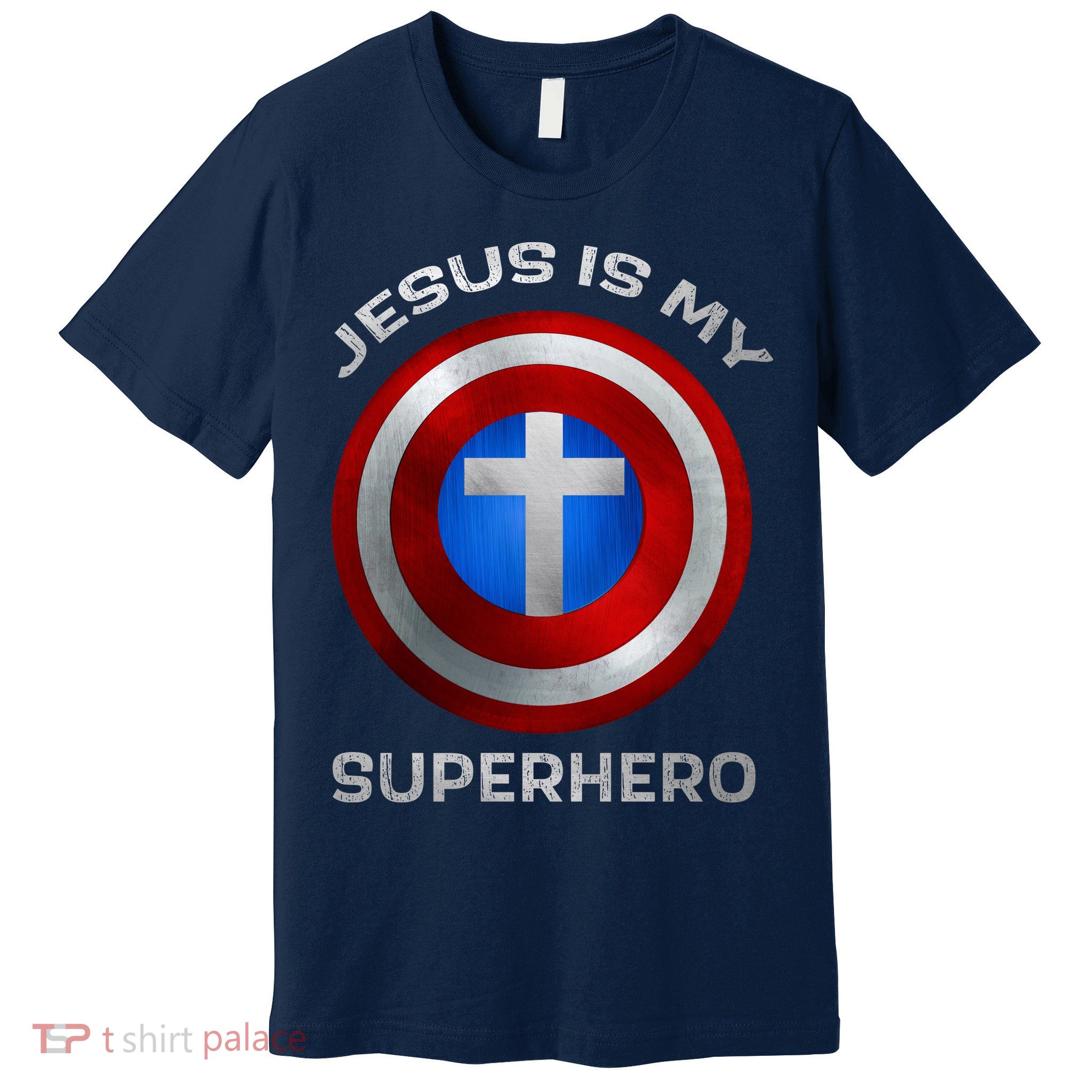 Jesus Is My Superhero Faith Shield Premium T-Shirt