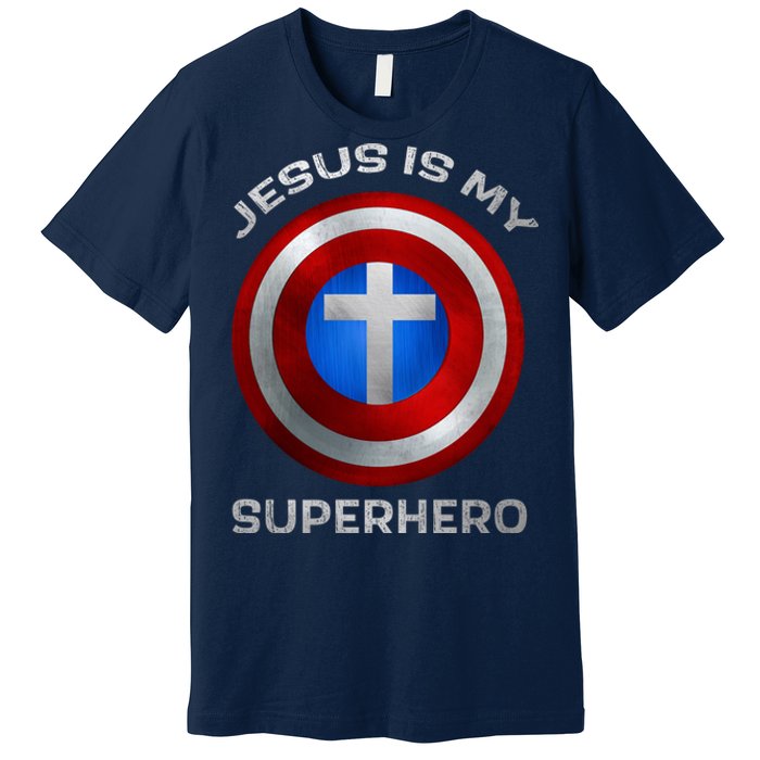 Jesus Is My Superhero Faith Shield Premium T-Shirt