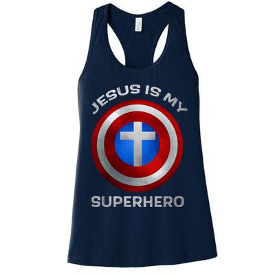 Jesus Is My Superhero Faith Shield Womens Tank Top