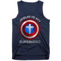 Jesus Is My Superhero Faith Shield Tank Top