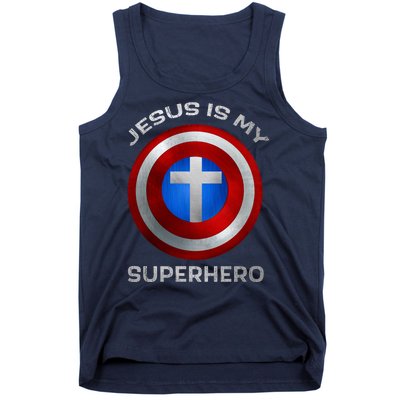 Jesus Is My Superhero Faith Shield Tank Top