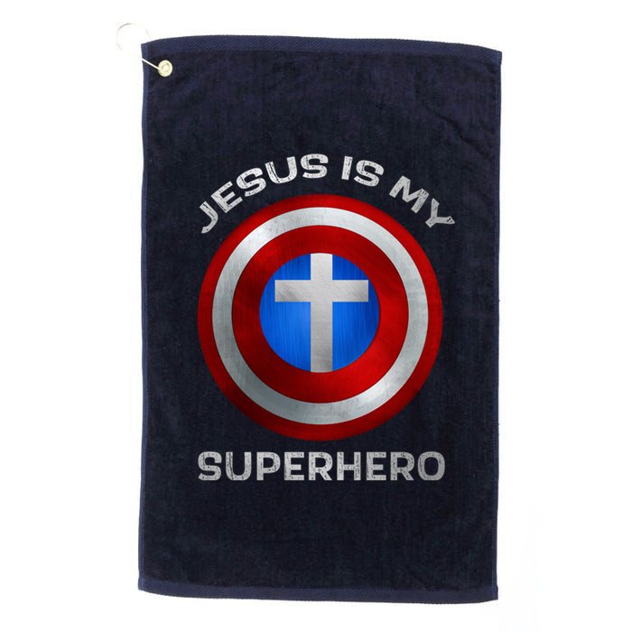 Jesus Is My Superhero Faith Shield Platinum Collection Golf Towel