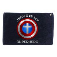 Jesus Is My Superhero Faith Shield Grommeted Golf Towel