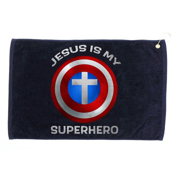 Jesus Is My Superhero Faith Shield Grommeted Golf Towel