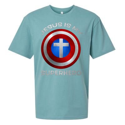 Jesus Is My Superhero Faith Shield Sueded Cloud Jersey T-Shirt