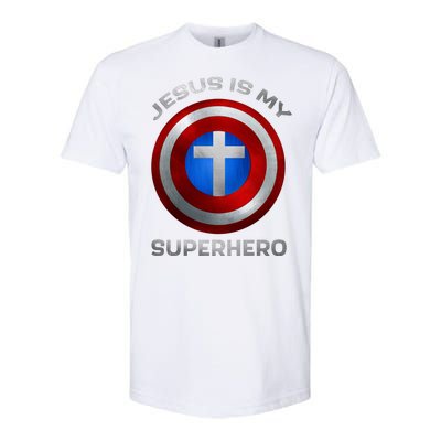 Jesus Is My Superhero Faith Shield Softstyle® CVC T-Shirt