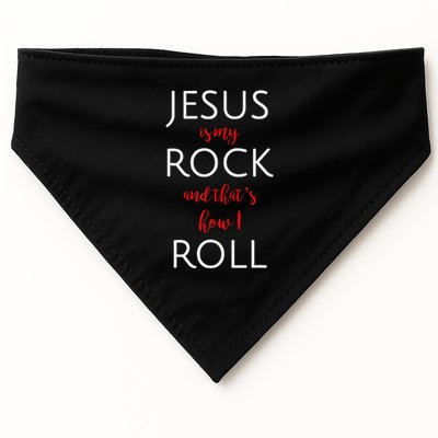 Jesus Is My Rock And Thats How I Roll. USA-Made Doggie Bandana