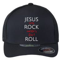 Jesus Is My Rock And Thats How I Roll. Flexfit Unipanel Trucker Cap