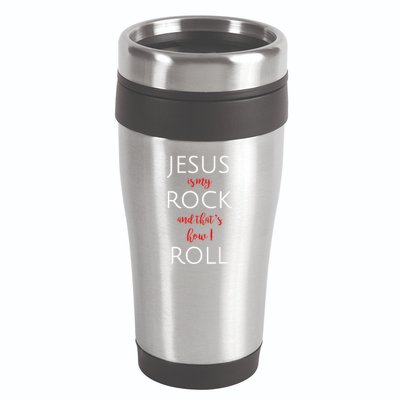 Jesus Is My Rock And Thats How I Roll. 16oz Travel Tumbler