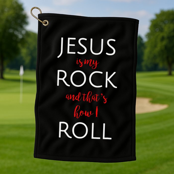 Jesus Is My Rock And Thats How I Roll. Golf Towel