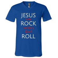 Jesus Is My Rock And Thats How I Roll. V-Neck T-Shirt