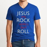 Jesus Is My Rock And Thats How I Roll. V-Neck T-Shirt