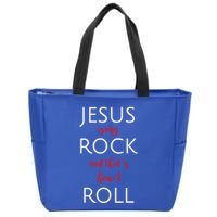 Jesus Is My Rock And Thats How I Roll. Zip Tote Bag