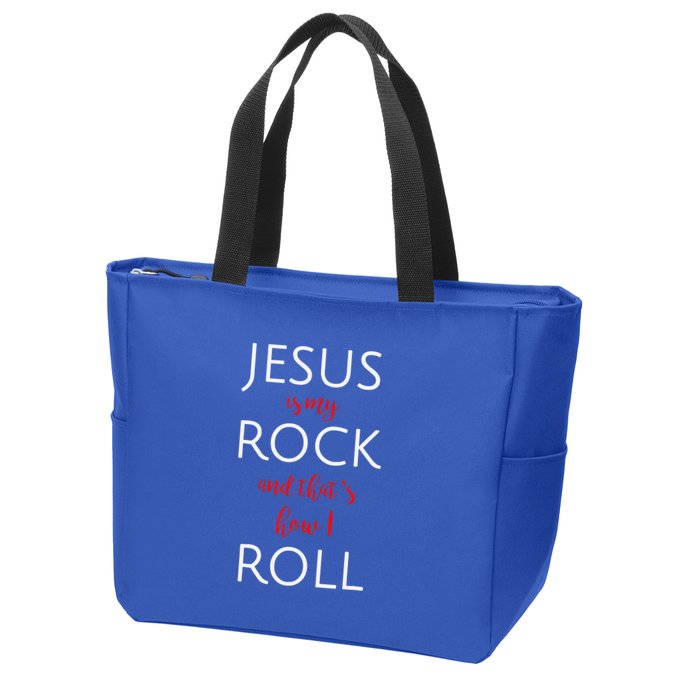 Jesus Is My Rock And Thats How I Roll. Zip Tote Bag