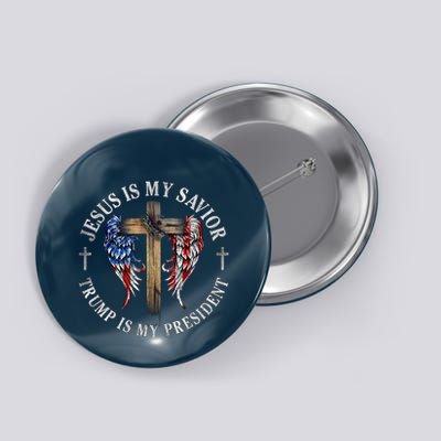 Jesus Is My Savior Trump Is My President 2024 Usa Flag Cross Button