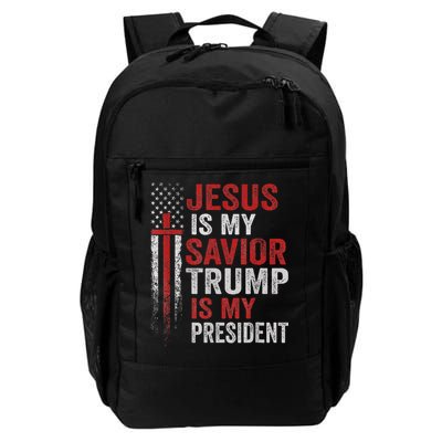 Jesus Is My Savior Trump Is My President American Flag Backpack