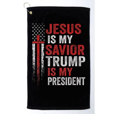 Jesus Is My Savior Trump Is My President American Flag Golf Towel