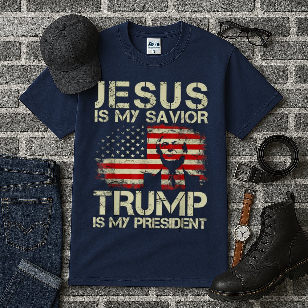 Jesus Is My Savior Trump Is My President Trump 2024 Usa Flag Tall T-Shirt