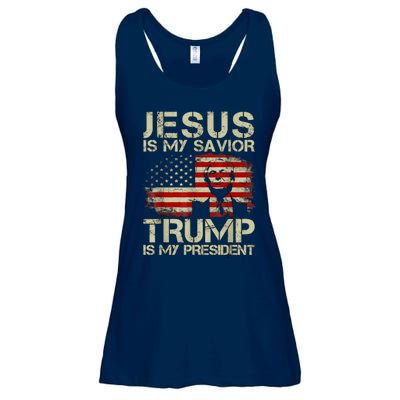 Jesus Is My Savior Trump Is My President Trump 2024 Usa Flag Ladies Essential Flowy Tank