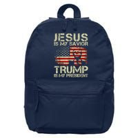 Jesus Is My Savior Trump Is My President Trump 2024 Usa Flag 16 in Basic Backpack