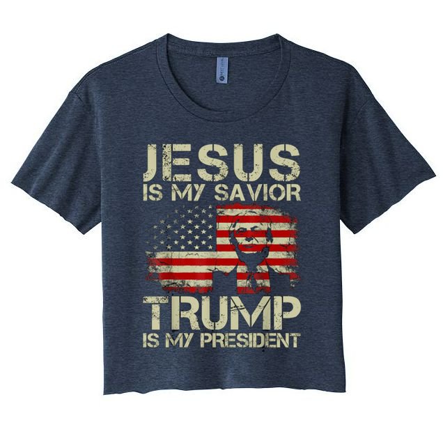 Jesus Is My Savior Trump Is My President Trump 2024 Usa Flag Crop Top