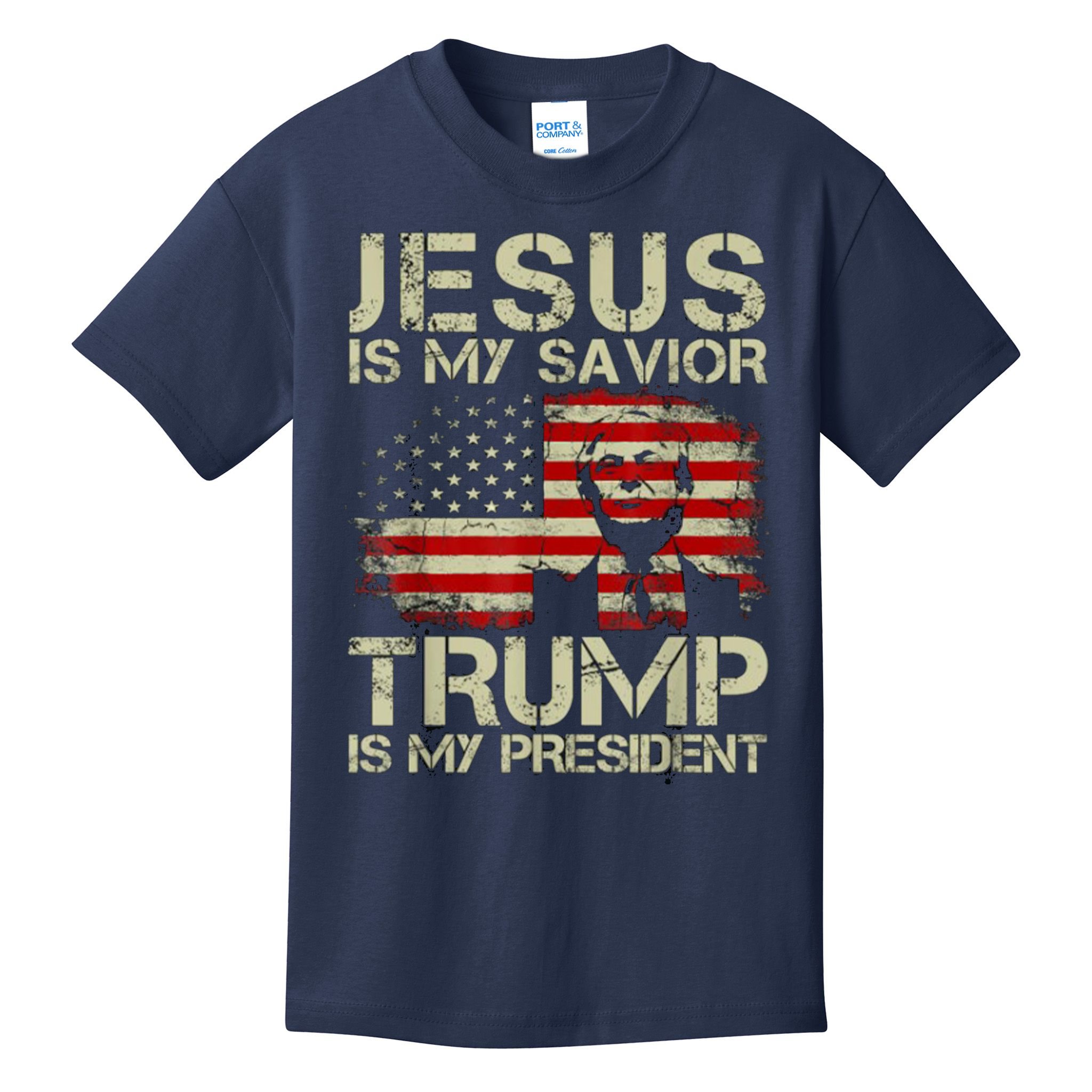 Jesus Is My Savior Trump Is My President Trump 2024 Usa Flag Kids T-Shirt
