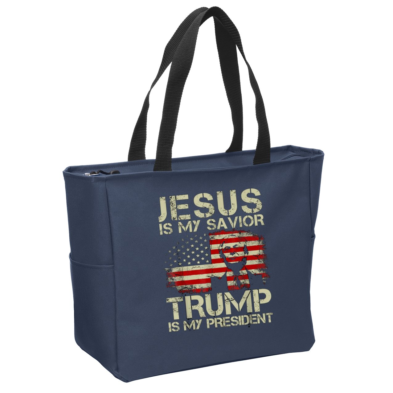Jesus Is My Savior Trump Is My President Trump 2024 Usa Flag Zip Tote Bag
