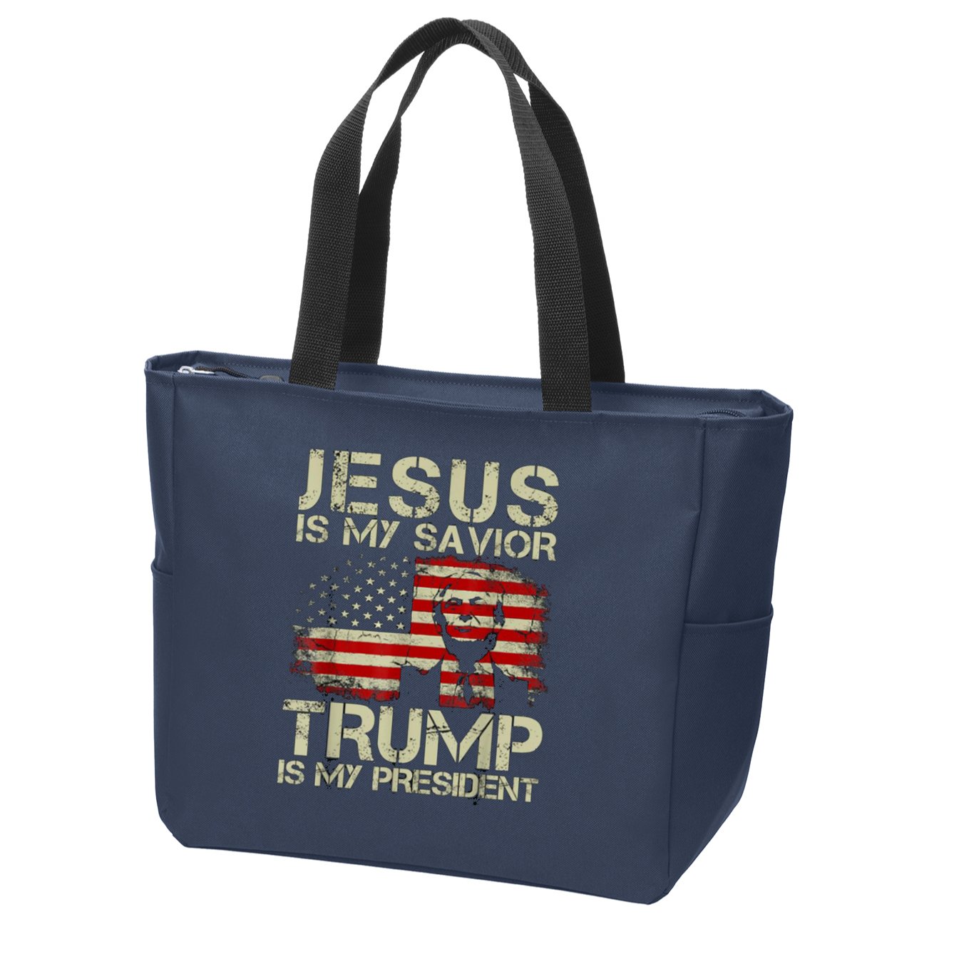 Jesus Is My Savior Trump Is My President Trump 2024 Usa Flag Zip Tote Bag