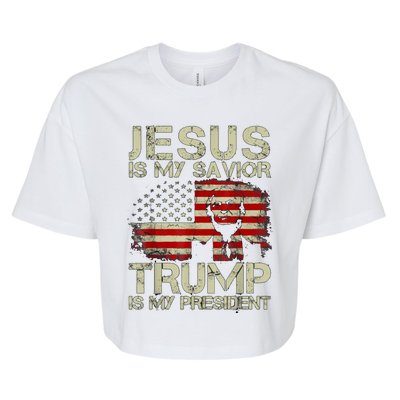 Jesus Is My Savior Trump Is My President Trump 2024 Usa Flag Bella+Canvas Jersey Crop Tee