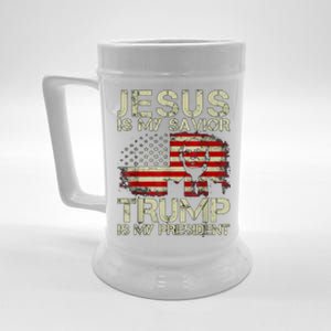 Jesus Is My Savior Trump Is My President Trump 2024 Usa Flag Beer Stein