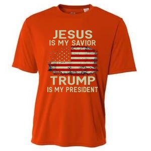 Jesus Is My Savior Trump Is My President Cooling Performance Crew T-Shirt