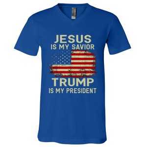 Jesus Is My Savior Trump Is My President V-Neck T-Shirt