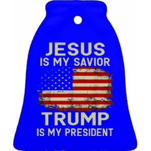 Jesus Is My Savior Trump Is My President Ceramic Bell Ornament