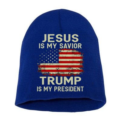 Jesus Is My Savior Trump Is My President Short Acrylic Beanie