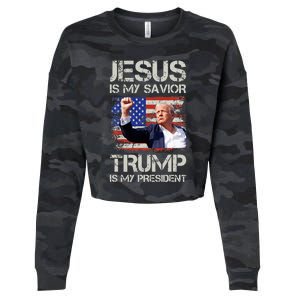 Jesus Is My Savior Trump Is My President Cropped Pullover Crew