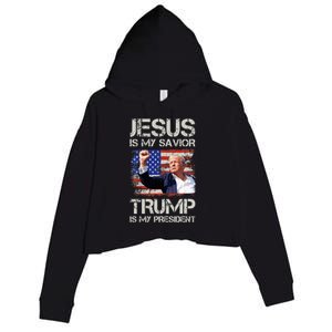 Jesus Is My Savior Trump Is My President Crop Fleece Hoodie