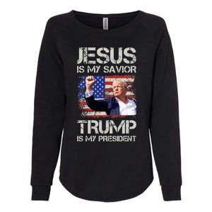 Jesus Is My Savior Trump Is My President Womens California Wash Sweatshirt