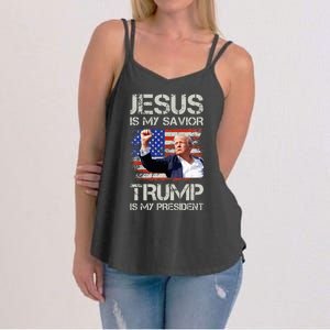 Jesus Is My Savior Trump Is My President Women's Strappy Tank