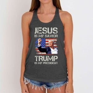 Jesus Is My Savior Trump Is My President Women's Knotted Racerback Tank