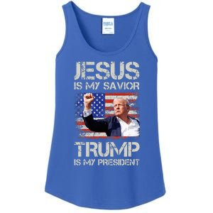 Jesus Is My Savior Trump Is My President Ladies Essential Tank