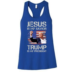 Jesus Is My Savior Trump Is My President Women's Racerback Tank