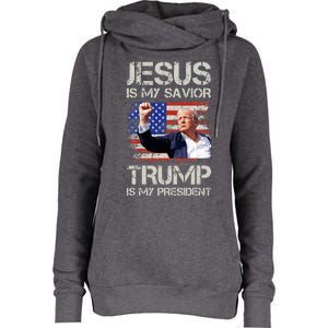 Jesus Is My Savior Trump Is My President Womens Funnel Neck Pullover Hood